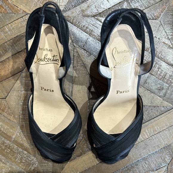 Christian Louboutin black chiffon mauresmo Slingbacks US size 7.5 - Picture 2 of 13